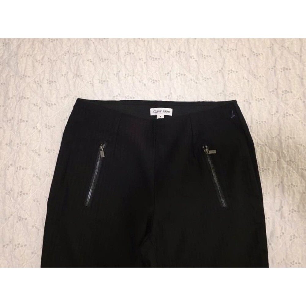 Calvin Klein Black Ankle Pants Size 4, Stretch Waist Slim Trousers - Picture 9 of 10